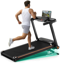Abonow 3220S Treadmill for Home, Folding Treadmill with 15% Auto Incline, 3.5HP Quiet Brushless Motor, 8.5 MPH Speed, Bluetooth App, Pulse Monitor, 300 LBS Capacity