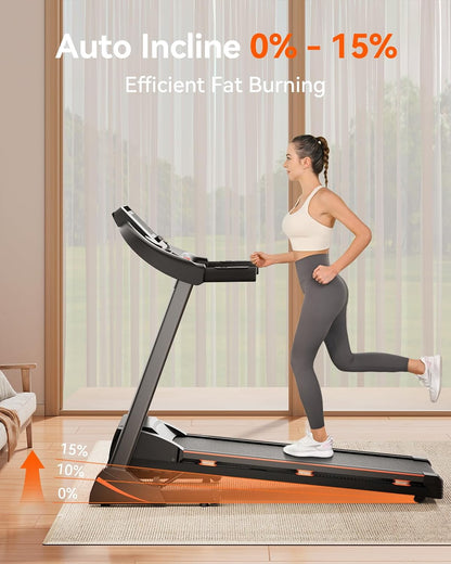 Folding Treadmill for Home with Auto Incline