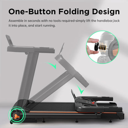 Abonow 3220S Treadmill for Home, Folding Treadmill with 15% Auto Incline, 3.5HP Quiet Brushless Motor, 8.5 MPH Speed, Bluetooth App, Pulse Monitor, 300 LBS Capacity