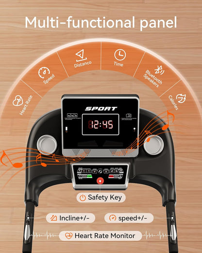Folding Treadmill for Home with Auto Incline