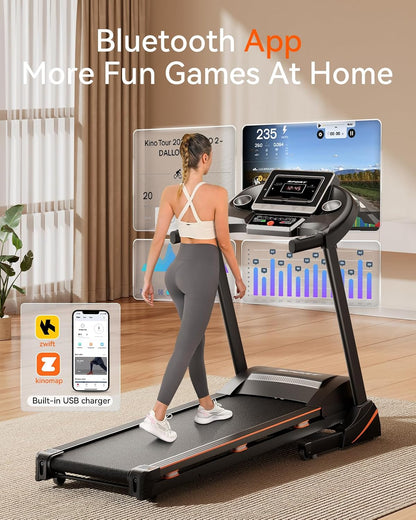Folding Treadmill for Home with Auto Incline