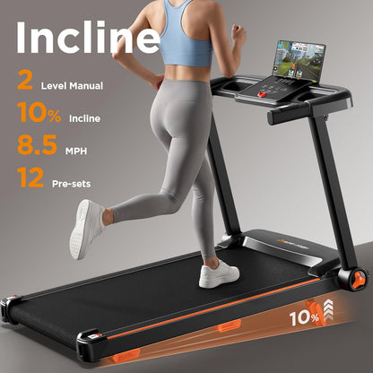 Treadmill with 10%/25% Incline 8.5/10MPH for Office Home Gym