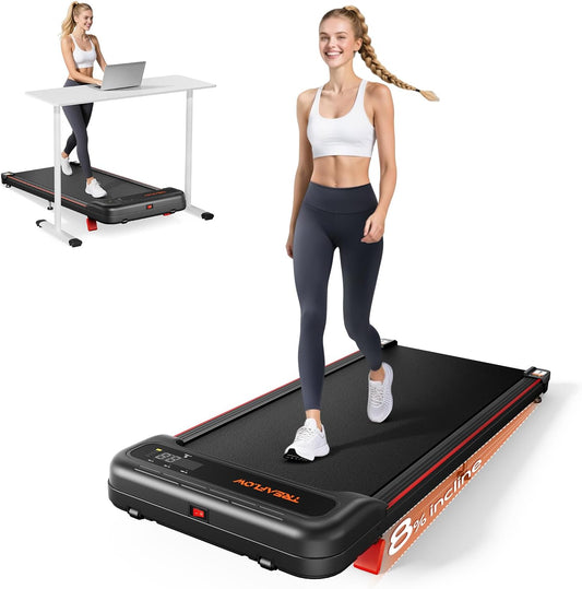 TREAFLOW Walking Pad with 8% Incline, Under Desk Treadmill, 4.0MPH