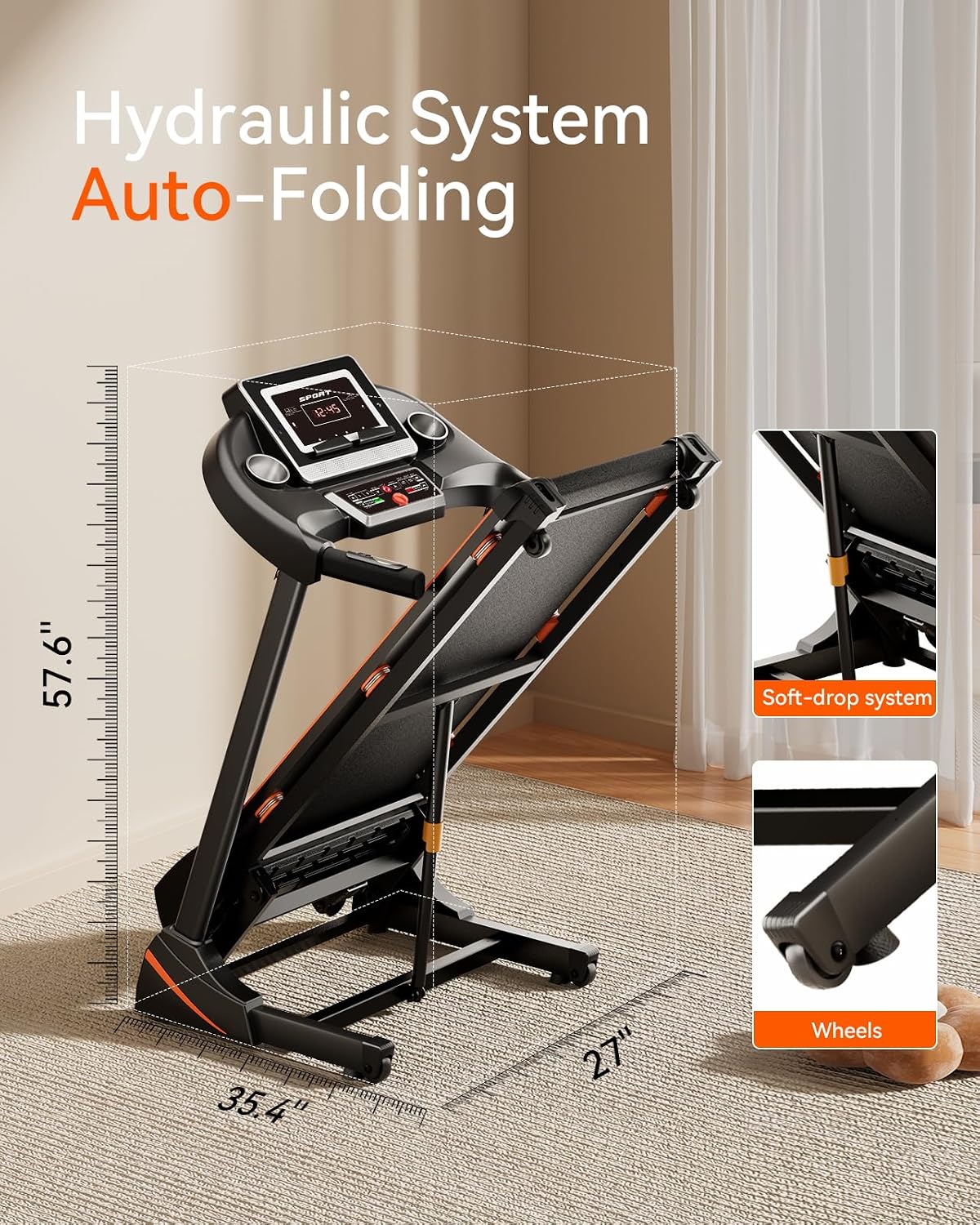 Folding Treadmill for Home with Auto Incline