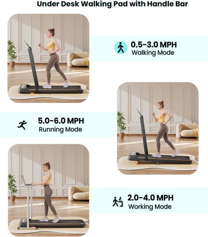 Abonow Walking Pad with Handle Bar - 2 in 1 Under Desk Treadmill