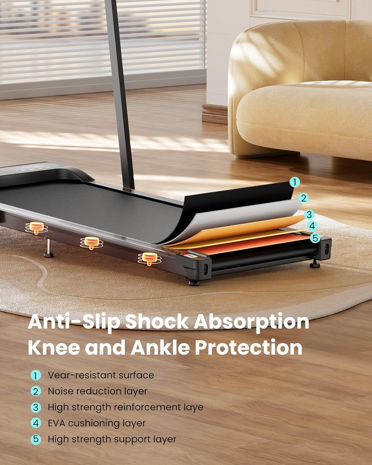 Abonow Walking Pad with Handle Bar - 2 in 1 Under Desk Treadmill