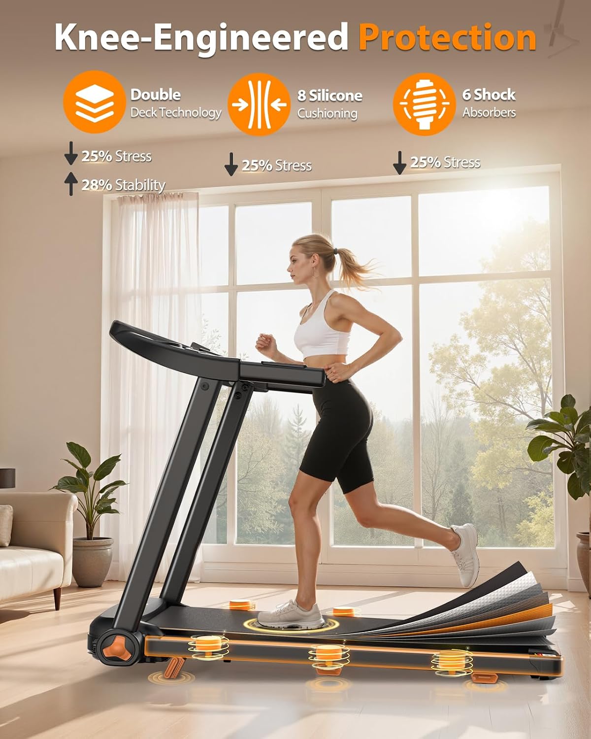 Abonow Foldable Treadmill for Home with Incline - 8.5MPH Max Speed