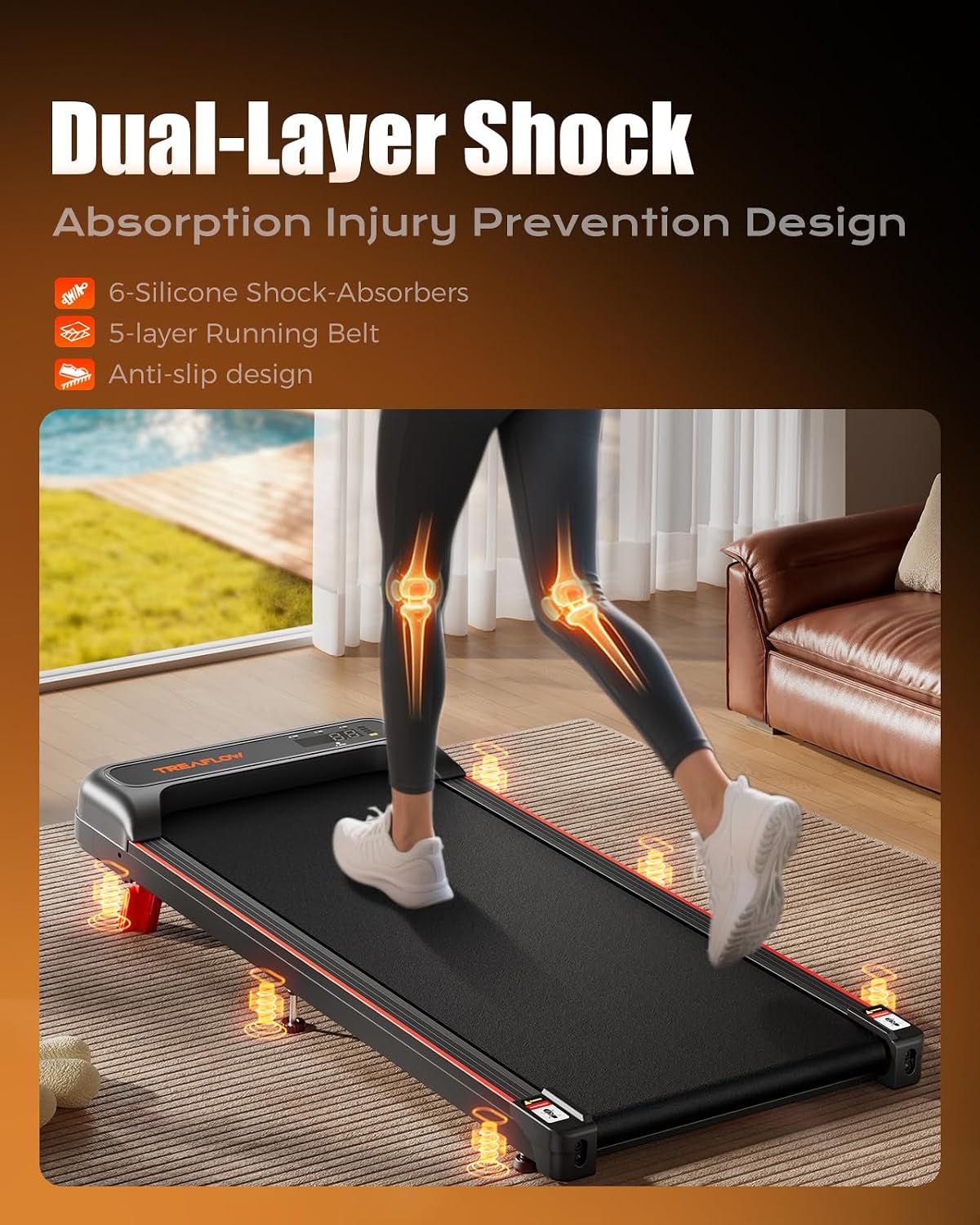 TREAFLOW Walking Pad with 8% Incline, Under Desk Treadmill, 4.0MPH
