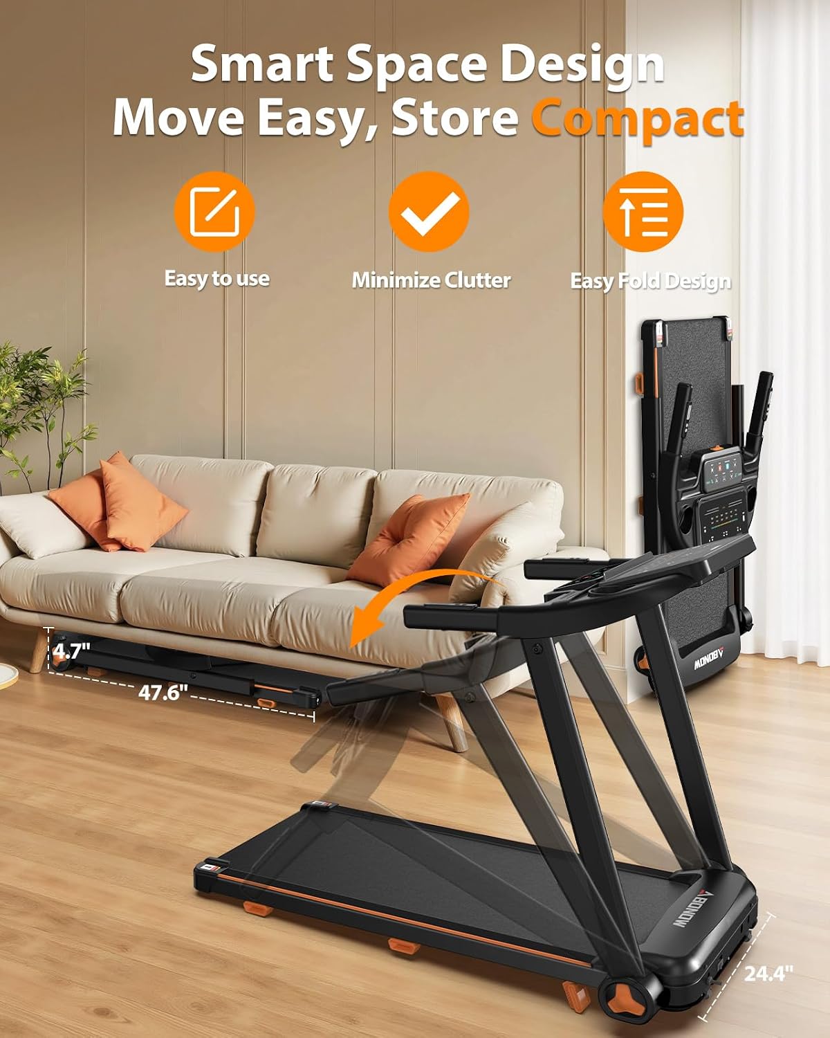 Abonow Foldable Treadmill for Home with Incline - 8.5MPH Max Speed